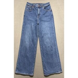 Pink Victoria Secret Jeans 26x31 Blue Wide Leg High Rise Stretch Baggy Mom Denim